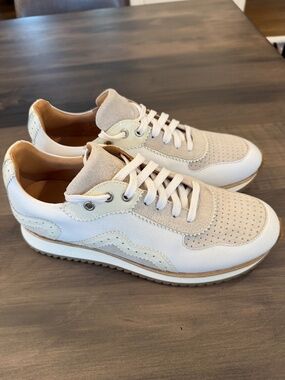 The Office of Angela Scott - Remi Cream Brogue Sneaker -40 NEW